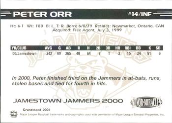 2000 Grandstand Jamestown Jammers #NNO Peter Orr Back