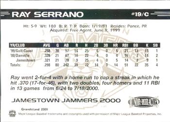 2000 Grandstand Jamestown Jammers #NNO Ray Serrano Back