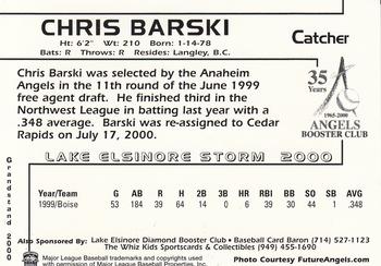 2000 Grandstand Lake Elsinore Storm #NNO Chris Barski Back
