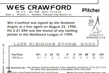 2000 Grandstand Lake Elsinore Storm #NNO Wes Crawford Back