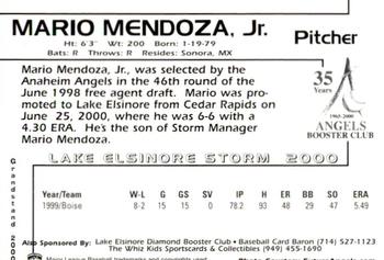 2000 Grandstand Lake Elsinore Storm #NNO Mario Mendoza Jr. Back