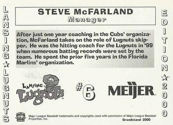 2000 Grandstand Lansing Lugnuts #NNO Steve McFarland Back