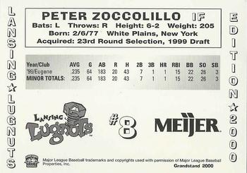 2000 Grandstand Lansing Lugnuts #NNO Peter Zoccolillo Back