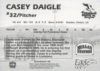 2000 Grandstand Missoula Osprey #NNO Casey Daigle Back