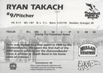 2000 Grandstand Missoula Osprey #NNO Ryan Takach Back