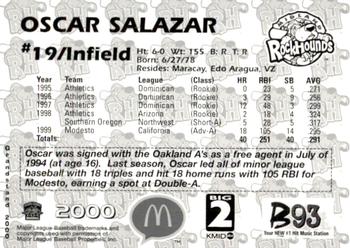 2000 Grandstand Midland RockHounds #NNO Oscar Salazar Back