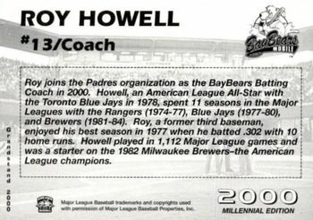 2000 Grandstand Mobile BayBears #NNO Roy Howell Back