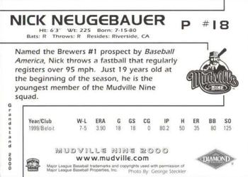 2000 Grandstand Mudville Nine #NNO Nick Neugebauer Back