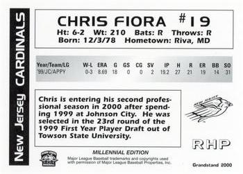 2000 Grandstand New Jersey Cardinals #NNO Chris Fiora Back
