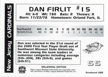 2000 Grandstand New Jersey Cardinals #NNO Dan Firlit Back