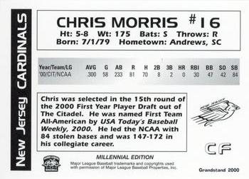 2000 Grandstand New Jersey Cardinals #NNO Chris Morris Back