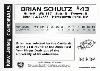 2000 Grandstand New Jersey Cardinals #NNO Bryan Schultz Back