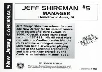2000 Grandstand New Jersey Cardinals #NNO Jeff Shireman Back