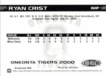 2000 Grandstand Oneonta Tigers #NNO Ryan Crist Back