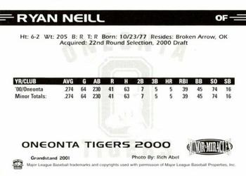 2000 Grandstand Oneonta Tigers #NNO Ryan Neill Back