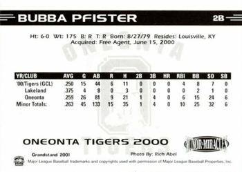 2000 Grandstand Oneonta Tigers #NNO Bubba Pfister Back