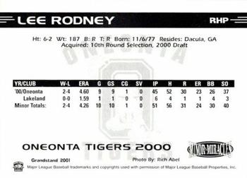 2000 Grandstand Oneonta Tigers #NNO Lee Rodney Back