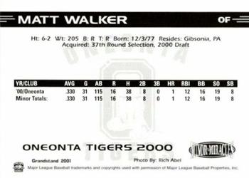 2000 Grandstand Oneonta Tigers #NNO Matt Walker Back