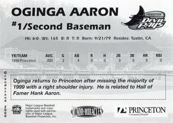 2000 Grandstand Princeton Devil Rays #NNO Oginga Aaron Back