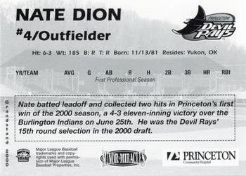 2000 Grandstand Princeton Devil Rays #NNO Nate Dion Back