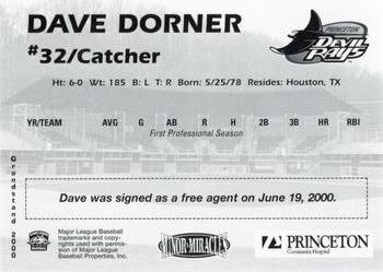 2000 Grandstand Princeton Devil Rays #NNO Dave Dorner Back