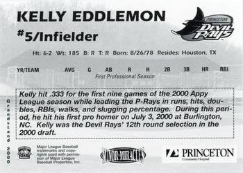 2000 Grandstand Princeton Devil Rays #NNO Kelly Eddlemon Back