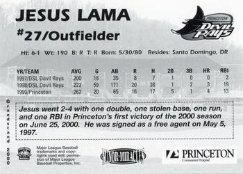 2000 Grandstand Princeton Devil Rays #NNO Jesus Lama Back