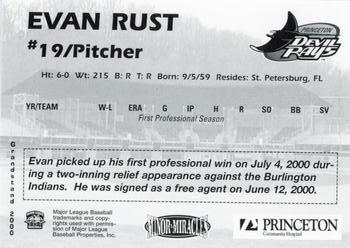 2000 Grandstand Princeton Devil Rays #NNO Evan Rust Back
