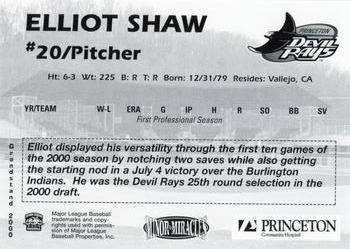 2000 Grandstand Princeton Devil Rays #NNO Elliott Shaw Back