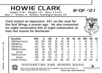 2000 Grandstand Rochester Red Wings #NNO Howie Clark Back