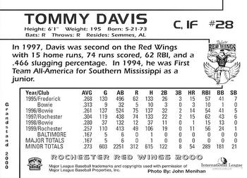 2000 Grandstand Rochester Red Wings #NNO Tommy Davis Back
