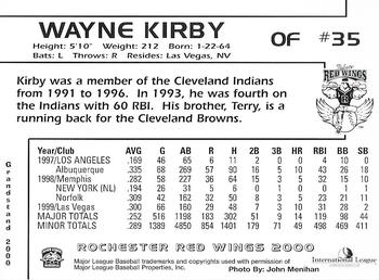 2000 Grandstand Rochester Red Wings #NNO Wayne Kirby Back