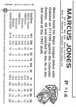 2000 Grandstand Sacramento River Cats #NNO Marcus Jones Back
