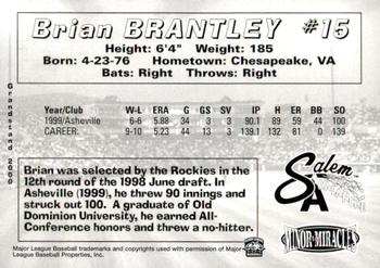 2000 Grandstand Salem Avalanche #NNO Brian Brantley Back