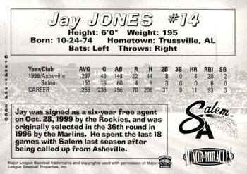 2000 Grandstand Salem Avalanche #NNO Jay Jones Back