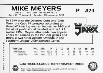 2000 Grandstand Southern League Top Prospects #NNO Mike Meyers Back