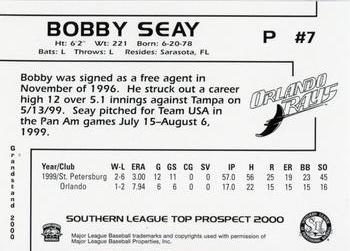 2000 Grandstand Southern League Top Prospects #NNO Bobby Seay Back