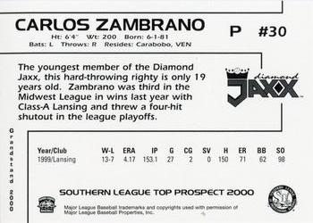 2000 Grandstand Southern League Top Prospects #NNO Carlos Zambrano Back