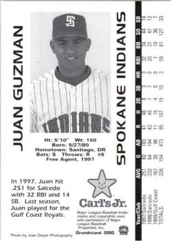 2000 Grandstand Spokane Indians #NNO Juan Guzman Back