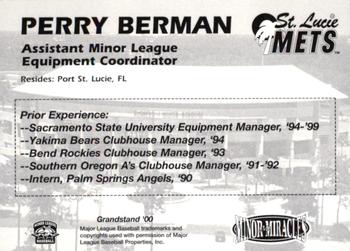 2000 Grandstand St. Lucie Mets #NNO Perry Berman Back