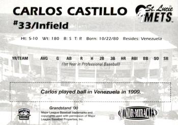 2000 Grandstand St. Lucie Mets #NNO Carlos Castillo Back