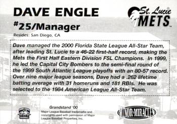 2000 Grandstand St. Lucie Mets #NNO Dave Engle Back