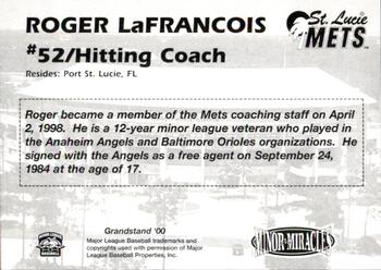 2000 Grandstand St. Lucie Mets #NNO Roger LaFrancois Back