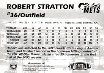 2000 Grandstand St. Lucie Mets #NNO Robert Stratton Back