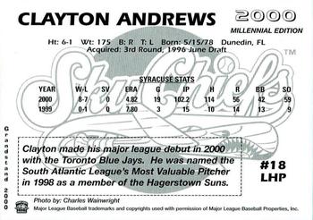 2000 Grandstand Syracuse SkyChiefs #NNO Clayton Andrews Back