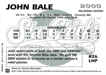 2000 Grandstand Syracuse SkyChiefs #NNO John Bale Back