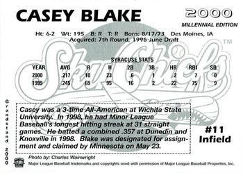 2000 Grandstand Syracuse SkyChiefs #NNO Casey Blake Back