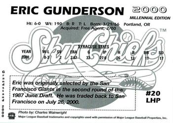 2000 Grandstand Syracuse SkyChiefs #NNO Eric Gunderson Back
