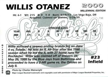 2000 Grandstand Syracuse SkyChiefs #NNO Willis Otanez Back