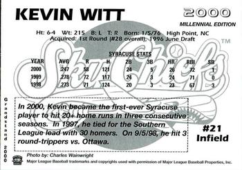 2000 Grandstand Syracuse SkyChiefs #NNO Kevin Witt Back